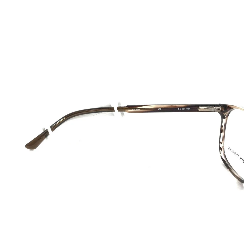 Adin Thomas Eyeglasses Frames AT-560 C2 Coffee Demi Striped Full Rim 52-18-140